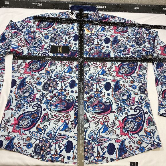 Premiere Multicolor Paisley Shirt Button Up Long Sleeve Polyester Mens 5XL NWT - Picture 14 of 16